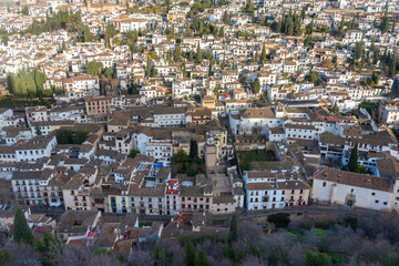 Obraz premium View of Granada historic quarters Albayzin, sacromonte