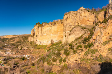 Fototapeta na wymiar Cliff carrying the town of Ronda in Andalusia, Spain