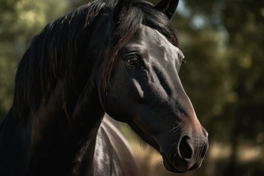 a picture of a dark horse. Generative AI
