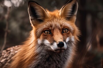 Fototapeta premium A close up photograph of a stunning red fox in the wild. Generative AI