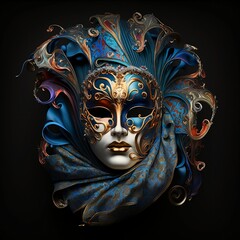 Venetian Carnival Mask, Woman Fashion Design, Ladies 
Dress with Mask, Girls Mask Generative AI 