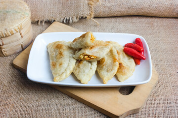 Cireng Mercon filled with spicy chicken meat, a typical food from Bandung.