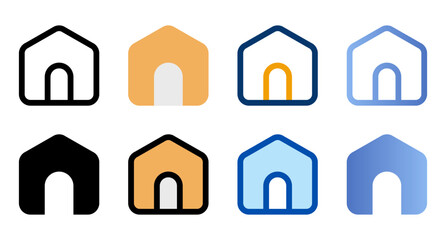 Home icons in different style. Home icons. Different style icons set. Vector illustration