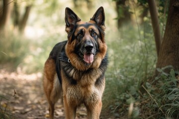 a senior german shepherd walking in the park. Generative AI