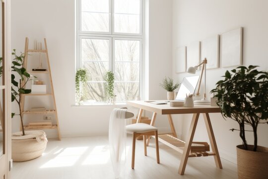Minimalist Home Office Setup for Creativity and Productivity - Generative AI