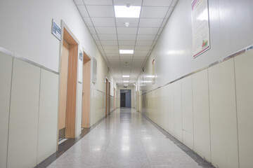 At night, the quiet hospital corridor