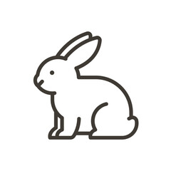 Vector thin line icon outline linear stroke illustration of a cute little rabbit