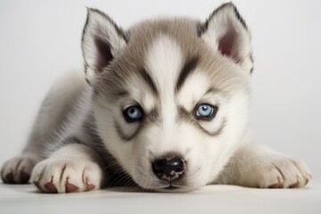 Fototapeta premium 5 day old Siberian Husky puppy. Generative AI