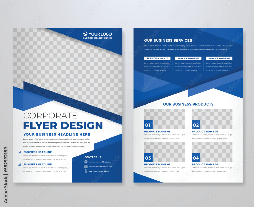 Wall mural set of business flyer template design with abstract concept and minimalist layout