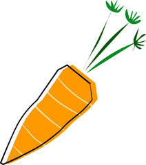 cute carrot fruits and vegetable funky quirky hand drawing doodle