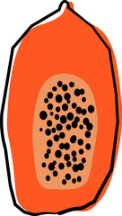 cute papaya fruits and vegetable funky quirky hand drawing doodle
