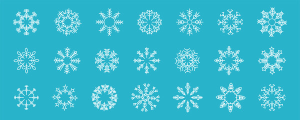 snowflake variations icon collection. snowflake icons set.