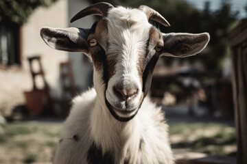 Countryside dairy goat with a loving disposition. Generative AI