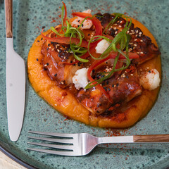 Grilled octopus with palenta