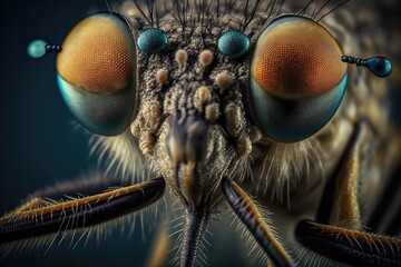 Macro, closeup shot of a mosquito. Head closeup. Generative AI