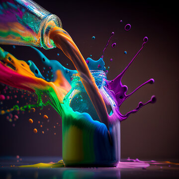 macro shot of colorful paint being poured 