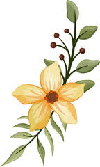 Yellow floral bouquet with watercolor