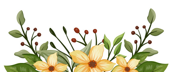 Yellow floral bouquet with watercolor