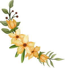 Yellow floral bouquet with watercolor