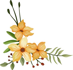 Yellow floral bouquet with watercolor