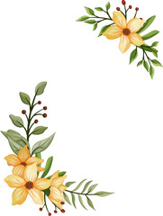 Fototapeta na wymiar Yellow floral bouquet with watercolor