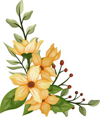 Yellow floral bouquet with watercolor
