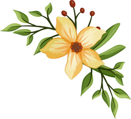 Yellow floral bouquet with watercolor