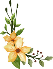 Yellow floral bouquet with watercolor