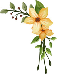 Yellow floral bouquet with watercolor