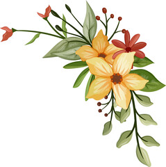 Yellow floral bouquet with watercolor