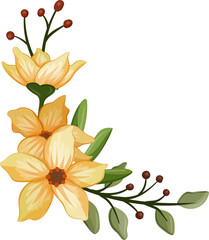 Yellow floral bouquet with watercolor