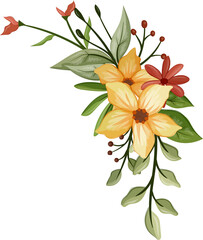 Yellow floral bouquet with watercolor