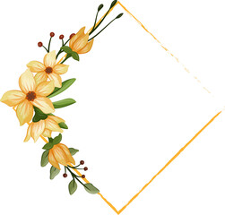 Yellow floral bouquet with watercolor