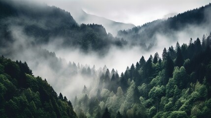 misty foggy morning in the mountains
