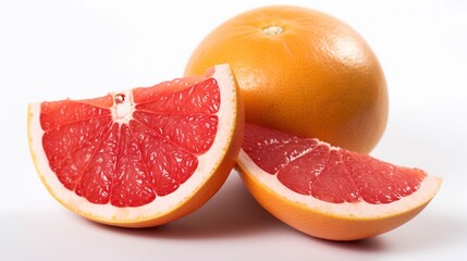 grapefruit sliced on white background