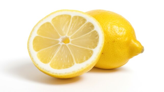 Lemon fruit sliced on a white background