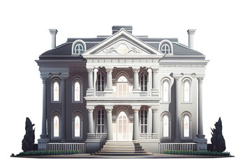 Luxury mansion villa house building. 3d illustration isolated on white transparent background, ai generate - obrazy, fototapety, plakaty