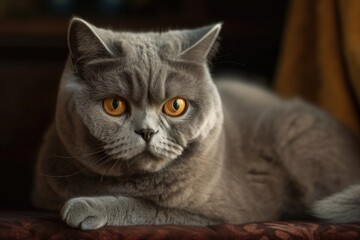 According to mythology, British gray shorthair are descended from the Cheshire Cat. Generative AI