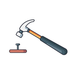 vector illustration of a hammer hitting a nail