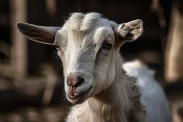 Fototapeta premium a close up shot of a young goat. Generative AI