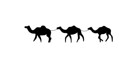 Camel caravan minimalist vector decoration