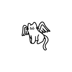 vector illustration of a doodle cat with wings