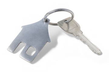 家の形のキーホルダーの付いた鍵
