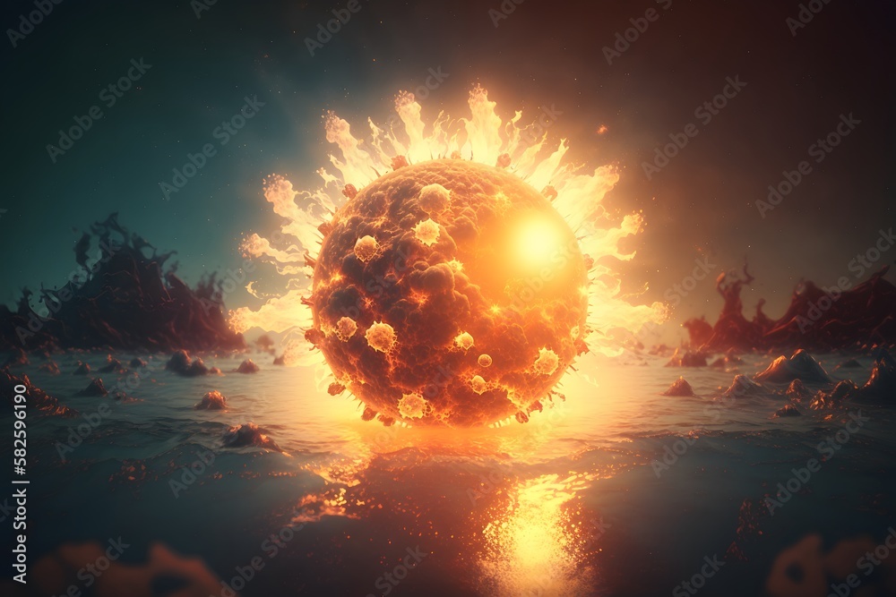 Wall mural sun created using ai generative technology
