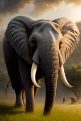 Fototapeta na wymiar Wild Elephant Portrait, Animal Wildlife Generative AI