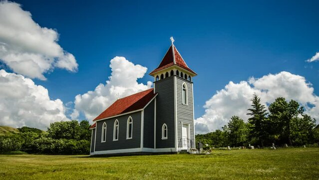 Beautiful rising shot of a spectacular country church