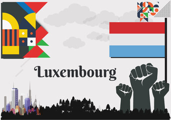 Luxembourg Flag and National or Independence day design for Luxembourg flag. Modern retro red green star  traditional abstract icons. Vector illustration.