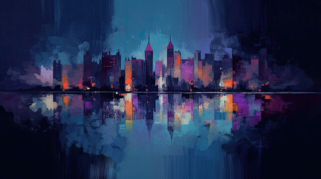 city skyline at night © asym