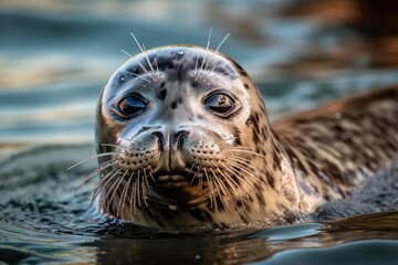 SEA CAPTURE (Harbor Seal) in Water. Generative AI