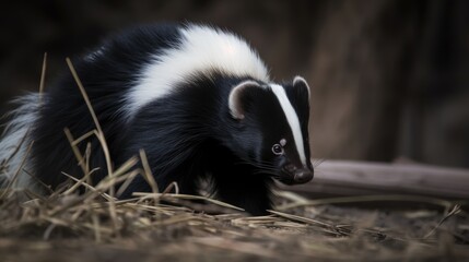 Obraz premium Skunk in the Wilderness. Generative AI.